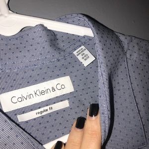 Men’s Calvin Klein XXL Collared Shirt Blue NEW